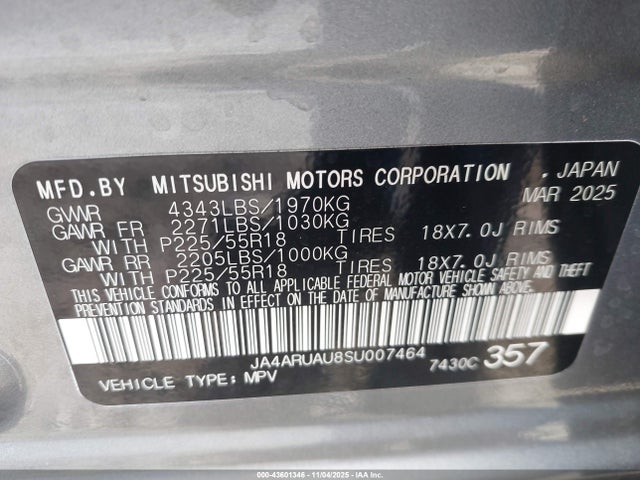 2025 MITSUBISHI OUTLANDER SPORT JA4ARUAU8SU007464 Photo 8