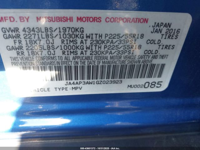 2016 MITSUBISHI OUTLANDER SPORT JA4AP3AW1GZ023923 Photo 8