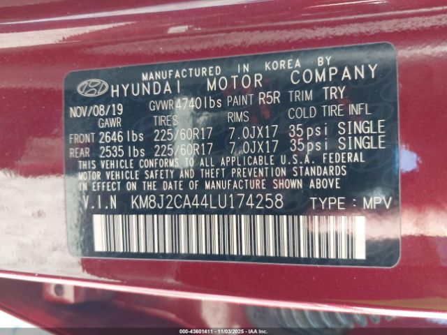 2020 HYUNDAI TUCSON KM8J2CA44LU174258 Photo 8