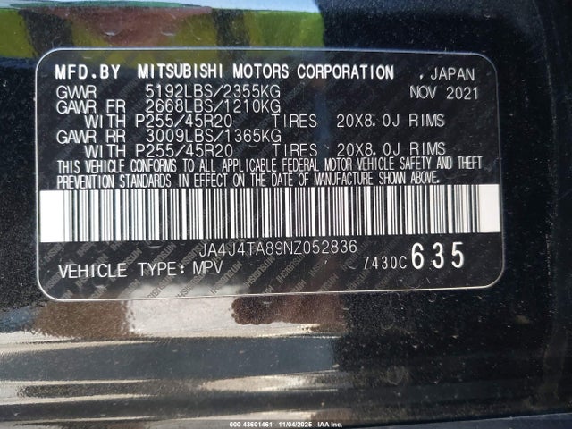 2022 MITSUBISHI OUTLANDER JA4J4TA89NZ052836 Photo 8