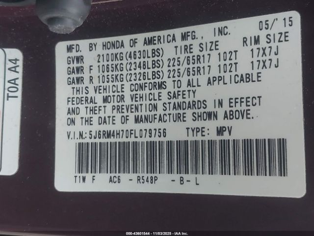 2015 HONDA CR-V 5J6RM4H70FL079756 Photo 8