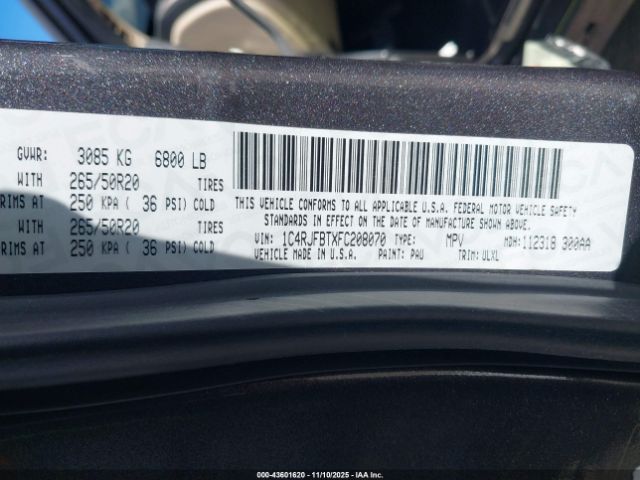 2015 JEEP GRAND CHEROKEE 1C4RJFBTXFC208070 Photo 8