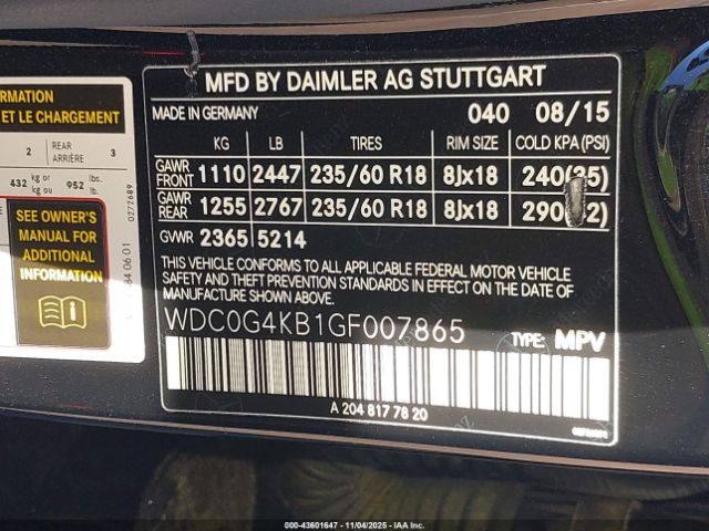 2016 MERCEDES-BENZ GLC 300 WDC0G4KB1GF007865 Photo 8