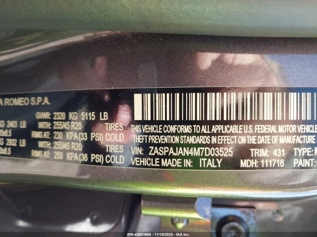 2021 ALFA ROMEO STELVIO ZASPAJAN4M7D03525 Photo 8