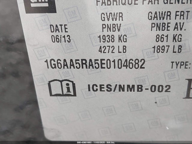 Aukcja sprzedaży 2014 Cadillac Ats Standard, vin: 1G6AA5RA5E0104682, numer aukcji: 43601693