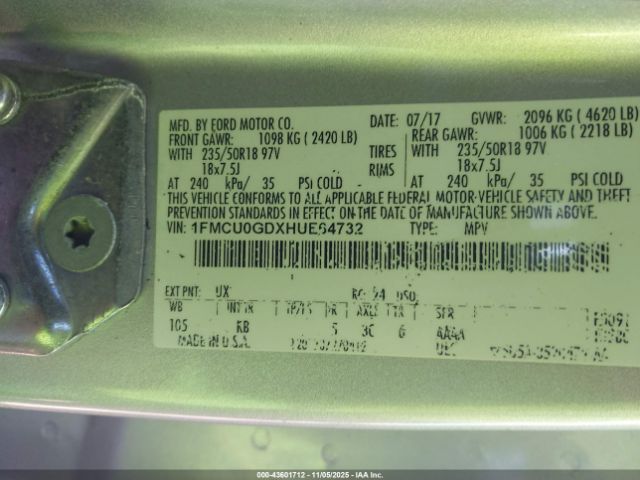 2017 FORD ESCAPE 1FMCU0GDXHUE64732 Photo 8