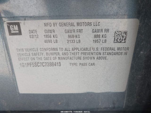 2012 CHEVROLET CRUZE 1G1PF5SC7C7288413 Photo 8