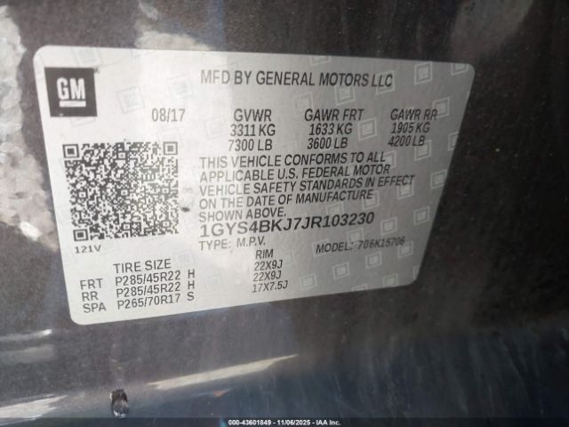 2018 CADILLAC ESCALADE 1GYS4BKJ7JR103230 Photo 8