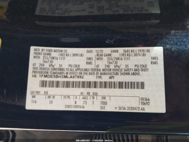 2021 FORD BRONCO 1FMDE5BH3MLA97892 Photo 8