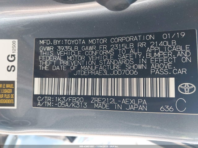 2020 TOYOTA COROLLA JTDEPRAE3LJ007006 Photo 8
