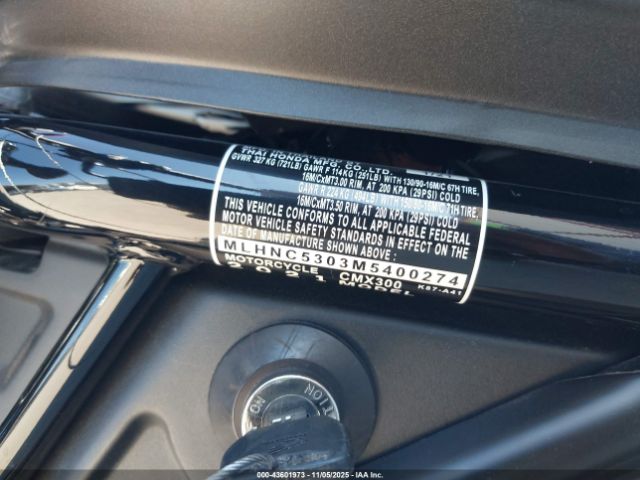 2021 HONDA CMX300 MLHNC5303M5400274 Photo 9