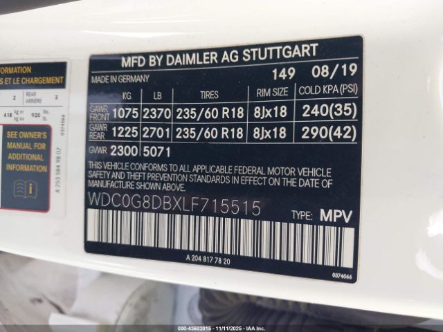 2020 MERCEDES-BENZ GLC 300 WDC0G8DBXLF715515 Photo 8