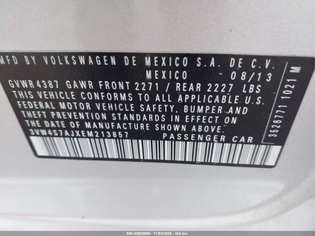 2014 VOLKSWAGEN JETTA 3VW4S7AJXEM213857 Photo 8