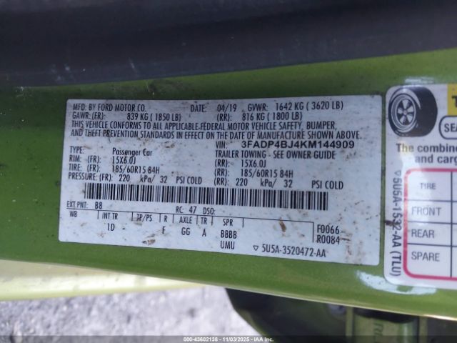 2019 FORD FIESTA 3FADP4BJ4KM144909 Photo 8