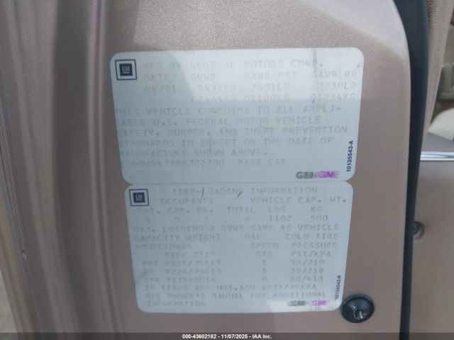 1991 CADILLAC BROUGHAM 1G6DW5478MR722700 Photo 8