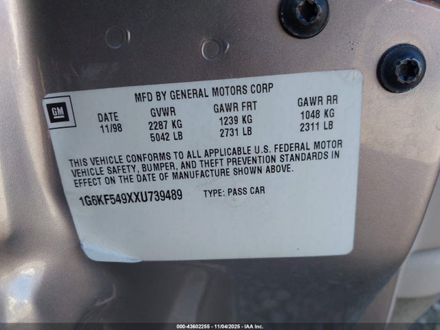 1999 CADILLAC DEVILLE 1G6KF549XXU739489 Photo 8