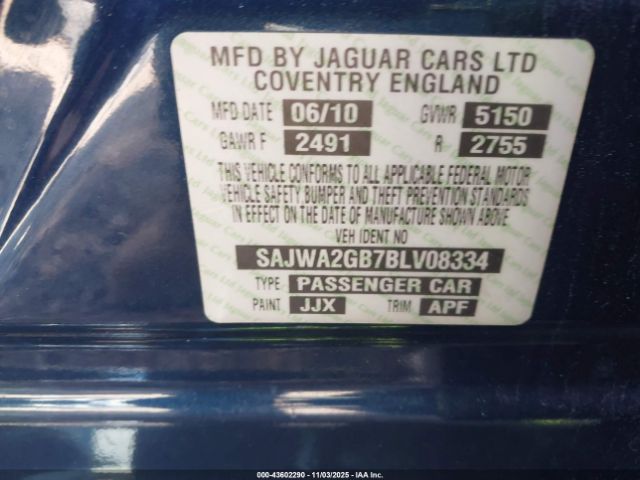 2011 JAGUAR XJ SAJWA2GB7BLV08334 Photo 8