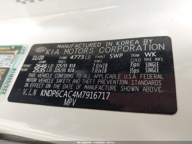43602364 :رقم المزاد ، KNDP6CAC4M7916717 vin ، 2021 Kia Sportage S مزاد بيع