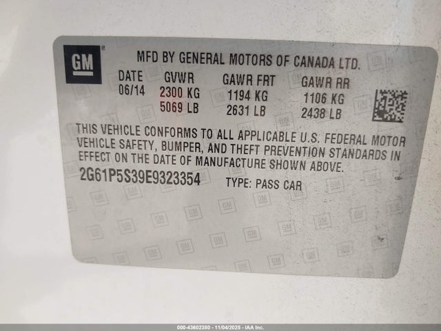 2G61P5S39E9323354 Cadillac lfx