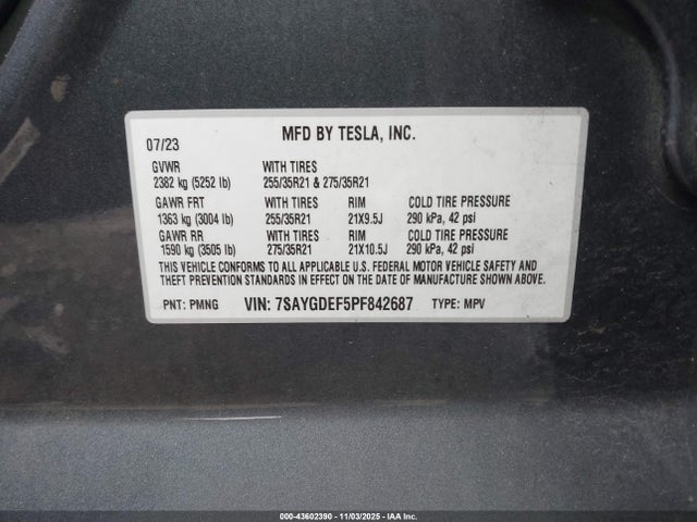 2023 TESLA MODEL Y 7SAYGDEF5PF842687 Photo 8