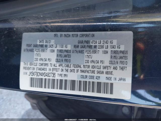 2021 MAZDA CX-5 JM3KFBCM4M0480736 Photo 8