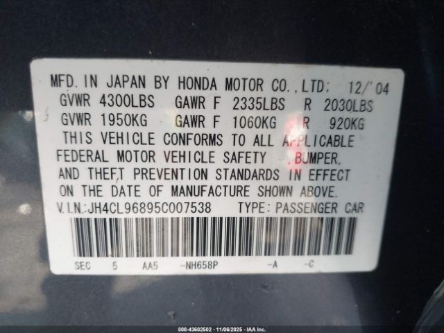 2005 ACURA TSX JH4CL96895C007538 Photo 8