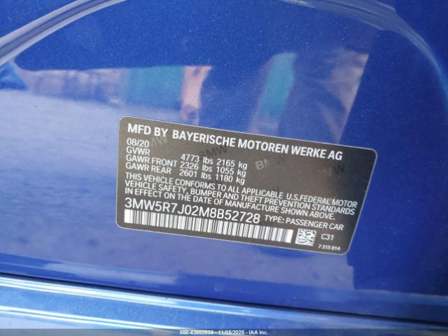 2021 BMW 330I 3MW5R7J02M8B52728 Photo 8