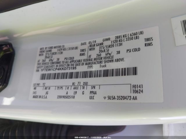 2019 FORD F-150 1FTEW1CP4KKD73195 Photo 8