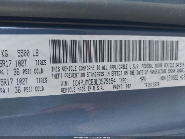 2020 JEEP CHEROKEE 1C4PJMCB8LD579154 Photo 8