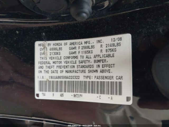 2009 ACURA TL 19UUA86599A020322 Photo 8