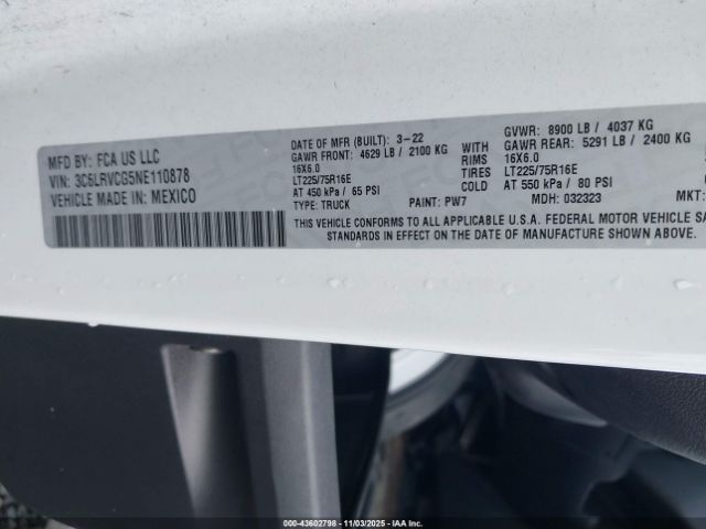 2022 RAM PROMASTER 2500 3C6LRVCG5NE110878 Photo 8