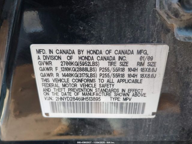2009 ACURA MDX 2HNYD28469H513895 Photo 8