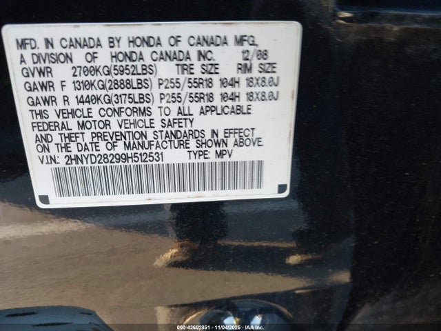 2009 ACURA MDX 2HNYD28299H512531 Photo 8