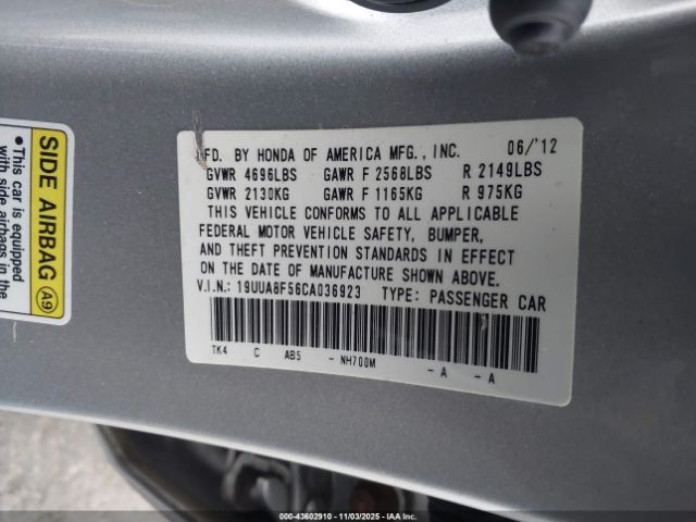 2012 ACURA TL 19UUA8F56CA036923 Photo 8