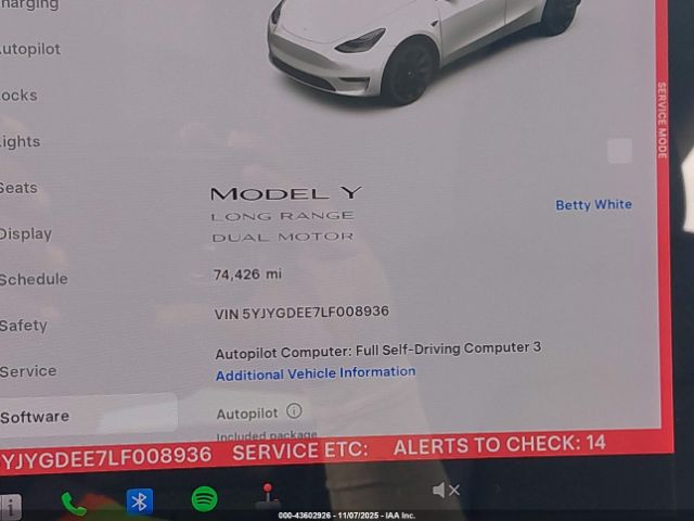 2020 TESLA MODEL Y 5YJYGDEE7LF008936 Photo 6