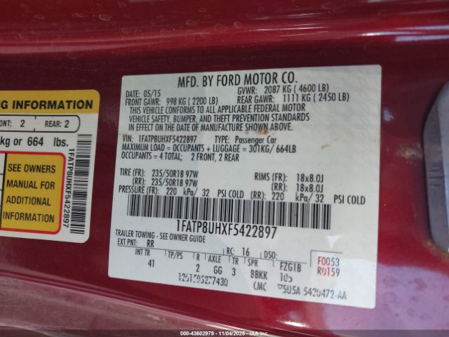 2015 FORD MUSTANG 1FATP8UHXF5422897 Photo 8