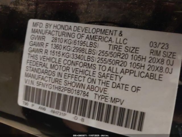 2023 HONDA PILOT 5FNYG1H82PB018784 Photo 8