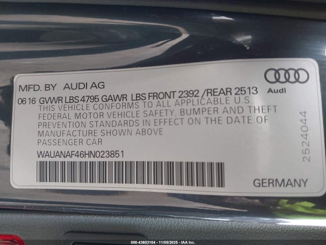 2017 AUDI A4 WAUANAF46HN023851 Photo 8