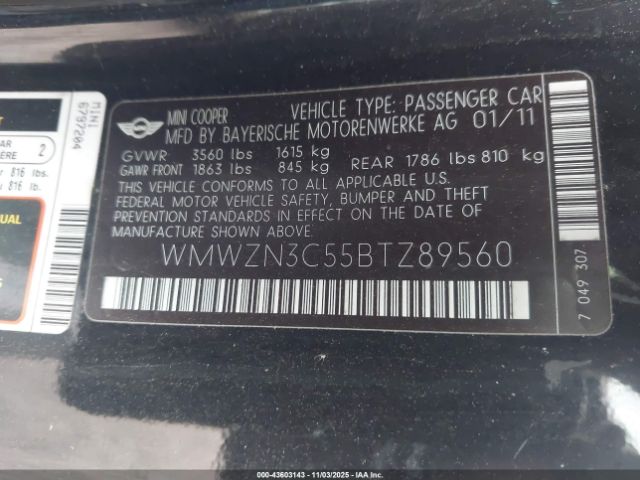 2011 MINI COOPER WMWZN3C55BTZ89560 Photo 8