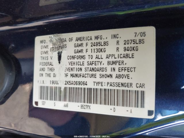 2005 ACURA TL 19UUA662X5A069064 Photo 8