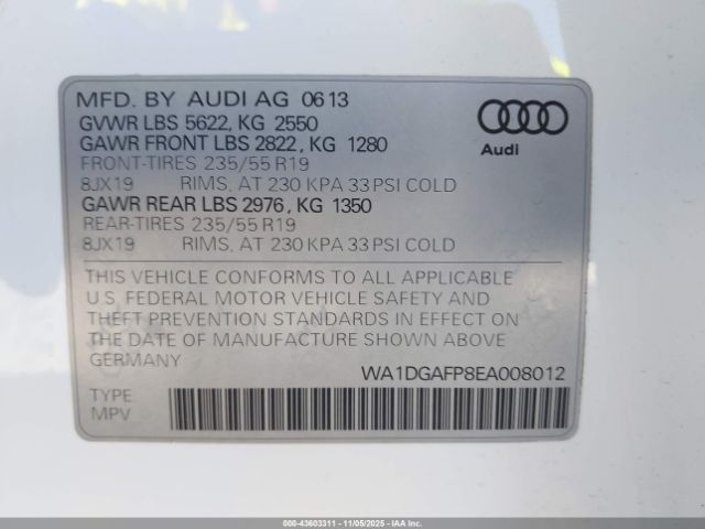 2014 AUDI Q5 WA1DGAFP8EA008012 Photo 8