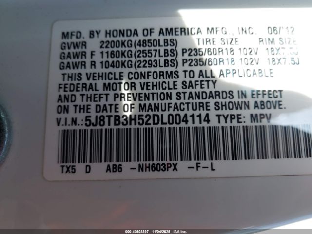 2013 ACURA RDX 5J8TB3H52DL004114 Photo 8