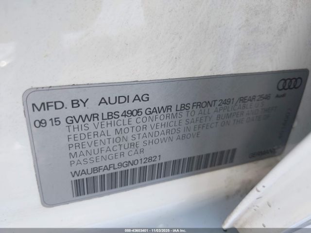 2016 AUDI A4 WAUBFAFL9GN012821 Photo 8