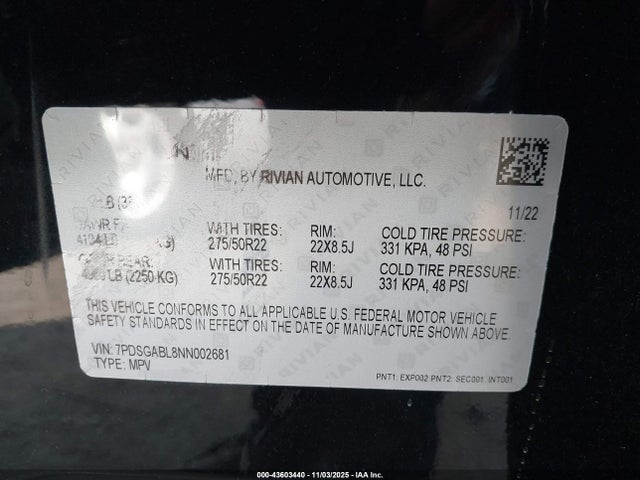 2022 RIVIAN R1S 7PDSGABL8NN002681 Photo 8