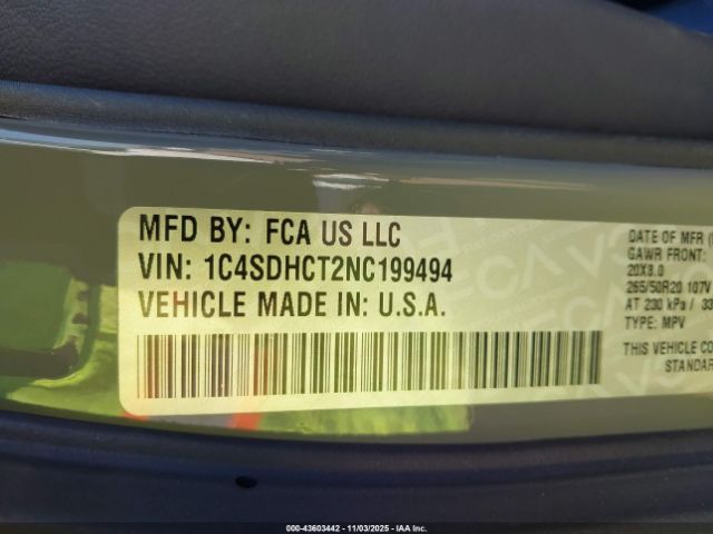 2022 DODGE DURANGO 1C4SDHCT2NC199494 Photo 8