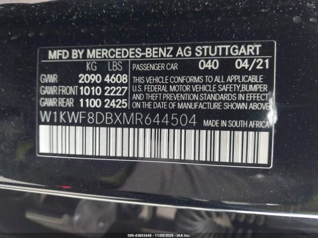 2021 MERCEDES-BENZ C 300 W1KWF8DBXMR644504 Photo 8
