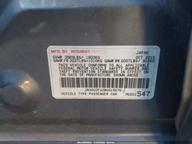 2011 MITSUBISHI LANCER JA32U2FU2BU015676 Photo 8