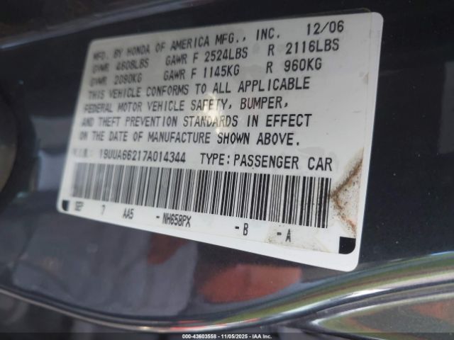 2007 ACURA TL 19UUA66217A014344 Photo 8