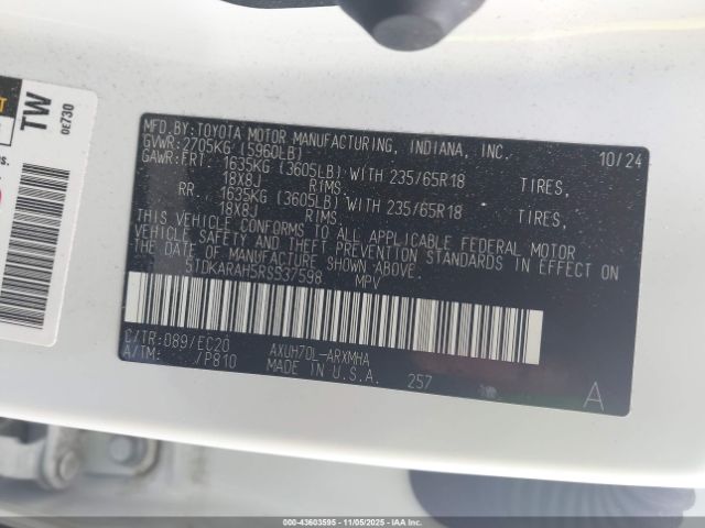 2024 TOYOTA HIGHLANDER HYBRID 5TDKARAH5RS537598 Photo 8