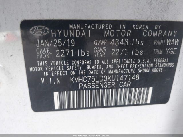 2019 HYUNDAI IONIQ PLUG-IN HYBRID KMHC75LD3KU147148 Photo 8